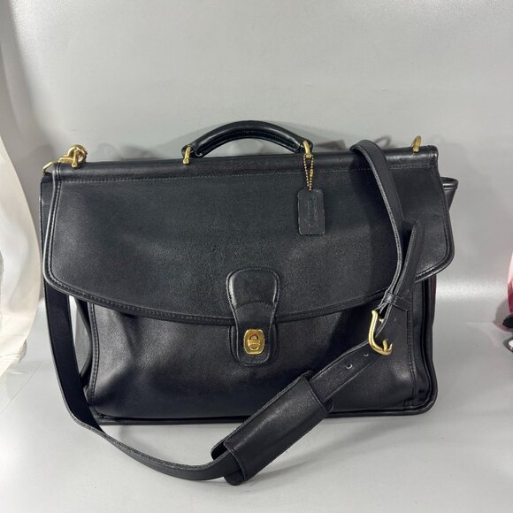 Vintage Coach # 5255 Black Leather Briefcase/Messenger Bag - Picture 1 of 14